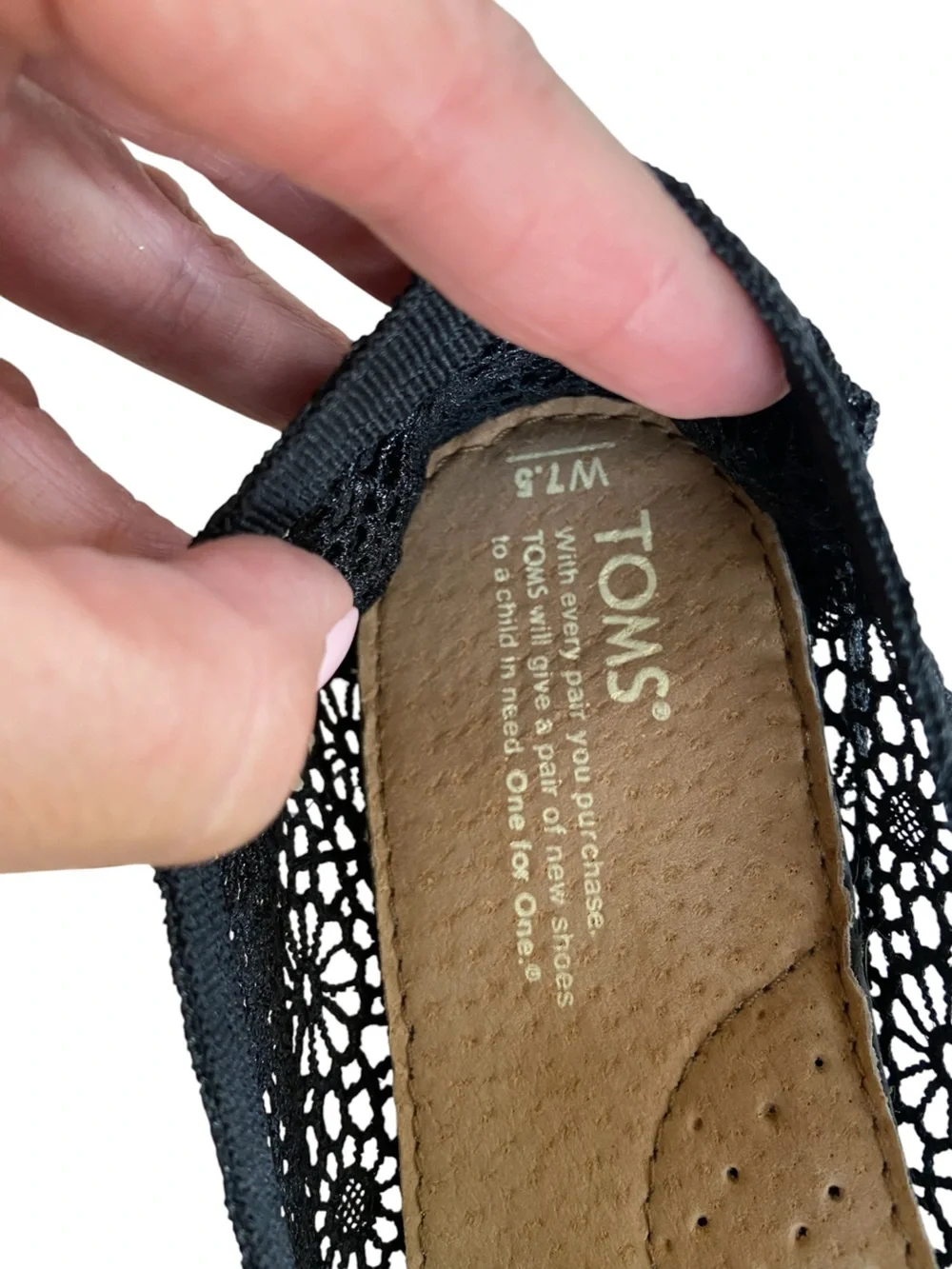 TOMS Women's Alpargata Black Moroccan Crochet Slip-On Flat Size 7.5 Coastal Cozy